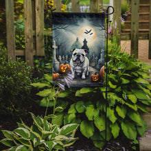 Load image into Gallery viewer, English Bulldog Spooky Halloween Garden Flag – Dog in Cemetery Scene