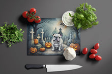Load image into Gallery viewer, English Bulldog Spooky Halloween Glass Cutting Boards – Durable, Decorative Kitchen Art Large