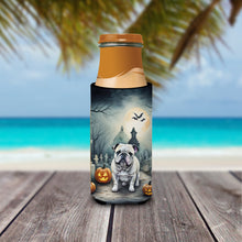 Load image into Gallery viewer, English Bulldog Spooky Halloween Slim Can Huggers – Fun, Functional Drink Coolers for Every Occasion