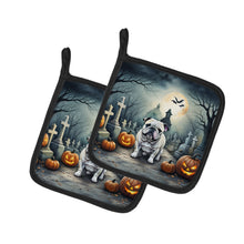 Load image into Gallery viewer, English Bulldog Spooky Halloween Pot Holders - Set of 2 Decorative Kitchen Helpers | Made in the USA