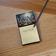 Load image into Gallery viewer, English Bulldog Spooky Halloween Sticky Note Holder- Refiilable Desk Accessory Note Pad