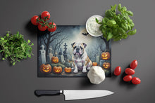 Load image into Gallery viewer, English Bulldog Spooky Halloween Glass Cutting Boards – Durable, Decorative Kitchen Art Large