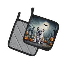 Load image into Gallery viewer, English Bulldog Spooky Halloween Pot Holders - Set of 2 Decorative Kitchen Helpers | Made in the USA