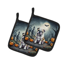 Load image into Gallery viewer, English Bulldog Spooky Halloween Pot Holders - Set of 2 Decorative Kitchen Helpers | Made in the USA