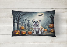 Load image into Gallery viewer, English Bulldog Spooky Halloween Fabric Decorative Pillow