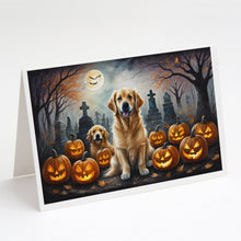 Load image into Gallery viewer, Golden Retriever Spooky Halloween Greeting Cards -  Blank Note Cards – 8-Pack of Artist-Designed Cards with Envelopes
