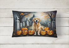 Load image into Gallery viewer, Golden Retriever Spooky Halloween Fabric Decorative Pillow