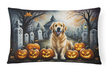 Load image into Gallery viewer, Golden Retriever Spooky Halloween Fabric Decorative Pillow