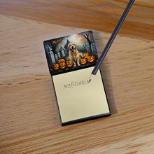 Load image into Gallery viewer, Golden Retriever Spooky Halloween Sticky Note Holder- Refiilable Desk Accessory Note Pad