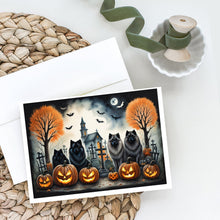 Load image into Gallery viewer, Keeshond Spooky Halloween Greeting Cards -  Blank Note Cards – 8-Pack of Artist-Designed Cards with Envelopes