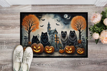 Load image into Gallery viewer, Keeshond Spooky Halloween Doormat -  18x27 Decorative Floor Mat – Indoor/Outdoor Rug