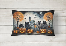 Load image into Gallery viewer, Keeshond Spooky Halloween Fabric Decorative Pillow