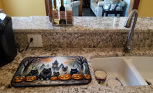 Load image into Gallery viewer, Keeshond Spooky Halloween Dish Drying Mat