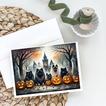 Load image into Gallery viewer, Keeshond Spooky Halloween Greeting Cards -  Blank Note Cards – 8-Pack of Artist-Designed Cards with Envelopes