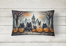 Load image into Gallery viewer, Keeshond Spooky Halloween Fabric Decorative Pillow