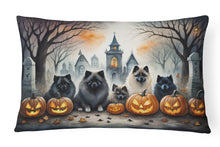Load image into Gallery viewer, Keeshond Spooky Halloween Fabric Decorative Pillow