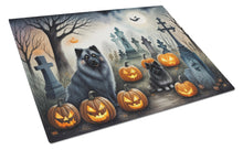 Load image into Gallery viewer, Keeshond Spooky Halloween Glass Cutting Boards – Durable, Decorative Kitchen Art Large