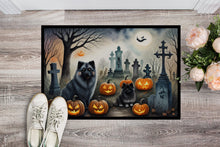 Load image into Gallery viewer, Keeshond Spooky Halloween Doormat -  18x27 Decorative Floor Mat – Indoor/Outdoor Rug