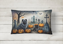 Load image into Gallery viewer, Keeshond Spooky Halloween Fabric Decorative Pillow