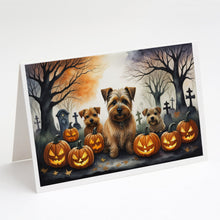 Load image into Gallery viewer, Norfolk Terrier Spooky Halloween Greeting Cards -  Blank Note Cards – 8-Pack of Artist-Designed Cards with Envelopes