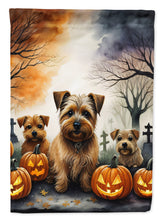 Load image into Gallery viewer, Norfolk Terrier Spooky Halloween Garden Flag – Dog in Cemetery Scene
