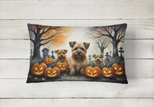 Load image into Gallery viewer, Norfolk Terrier Spooky Halloween Fabric Decorative Pillow