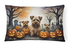 Load image into Gallery viewer, Norfolk Terrier Spooky Halloween Fabric Decorative Pillow