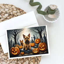 Load image into Gallery viewer, Norwich Terrier Spooky Halloween Greeting Cards -  Blank Note Cards – 8-Pack of Artist-Designed Cards with Envelopes