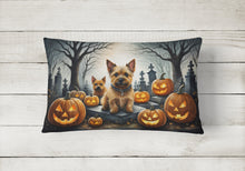Load image into Gallery viewer, Norwich Terrier Spooky Halloween Fabric Decorative Pillow