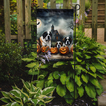 Load image into Gallery viewer, Saint Bernard Spooky Halloween Garden Flag – Dog in Cemetery Scene