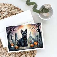 Load image into Gallery viewer, Scottish Terrier Spooky Halloween Greeting Cards -  Blank Note Cards – 8-Pack of Artist-Designed Cards with Envelopes