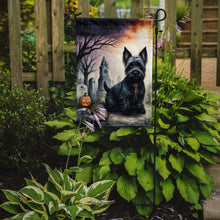 Load image into Gallery viewer, Scottish Terrier Spooky Halloween Garden Flag – Dog in Cemetery Scene