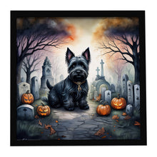 Load image into Gallery viewer, Scottish Terrier Spooky Halloween Framed Metal Print