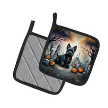 Load image into Gallery viewer, Scottish Terrier Spooky Halloween Pot Holders - Set of 2 Decorative Kitchen Helpers | Made in the USA
