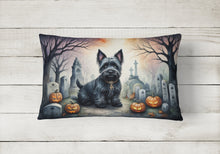 Load image into Gallery viewer, Scottish Terrier Spooky Halloween Fabric Decorative Pillow