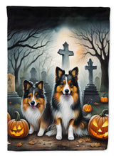 Load image into Gallery viewer, Sheltie Spooky Halloween House Flag
