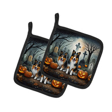Load image into Gallery viewer, Sheltie Spooky Halloween Pot Holders - Set of 2 Decorative Kitchen Helpers | Made in the USA