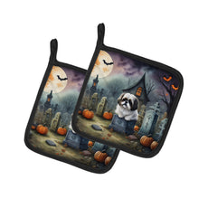 Load image into Gallery viewer, Shih Tzu Spooky Halloween Pot Holders - Set of 2 Decorative Kitchen Helpers | Made in the USA
