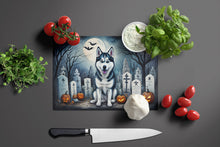 Load image into Gallery viewer, Siberian Husky Spooky Halloween Glass Cutting Boards – Durable, Decorative Kitchen Art Large