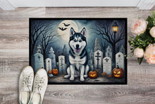 Load image into Gallery viewer, Siberian Husky Spooky Halloween Doormat -  18x27 Decorative Floor Mat – Indoor/Outdoor Rug