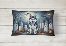 Load image into Gallery viewer, Siberian Husky Spooky Halloween Fabric Decorative Pillow