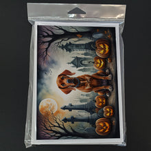 Load image into Gallery viewer, Vizsla Spooky Halloween Greeting Cards -  Blank Note Cards – 8-Pack of Artist-Designed Cards with Envelopes