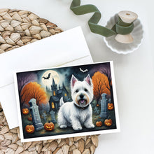 Load image into Gallery viewer, Westie Spooky Halloween Greeting Cards -  Blank Note Cards – 8-Pack of Artist-Designed Cards with Envelopes