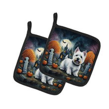 Load image into Gallery viewer, Westie Spooky Halloween Pot Holders - Set of 2 Decorative Kitchen Helpers | Made in the USA