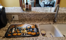 Load image into Gallery viewer, Yellow Labrador Retriever Spooky Halloween Dish Drying Mat
