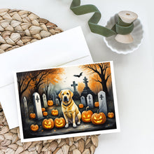 Load image into Gallery viewer, Yellow Labrador Retriever Spooky Halloween Greeting Cards -  Blank Note Cards – 8-Pack of Artist-Designed Cards with Envelopes