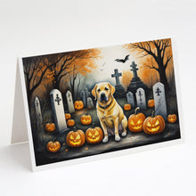 Load image into Gallery viewer, Yellow Labrador Retriever Spooky Halloween Greeting Cards -  Blank Note Cards – 8-Pack of Artist-Designed Cards with Envelopes