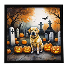 Load image into Gallery viewer, Yellow Labrador Retriever Spooky Halloween Framed Metal Print