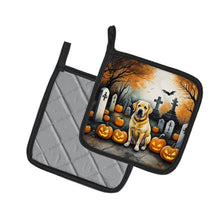 Load image into Gallery viewer, Yellow Labrador Retriever Spooky Halloween Pot Holders - Set of 2 Decorative Kitchen Helpers | Made in the USA
