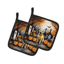 Load image into Gallery viewer, Yellow Labrador Retriever Spooky Halloween Pot Holders - Set of 2 Decorative Kitchen Helpers | Made in the USA